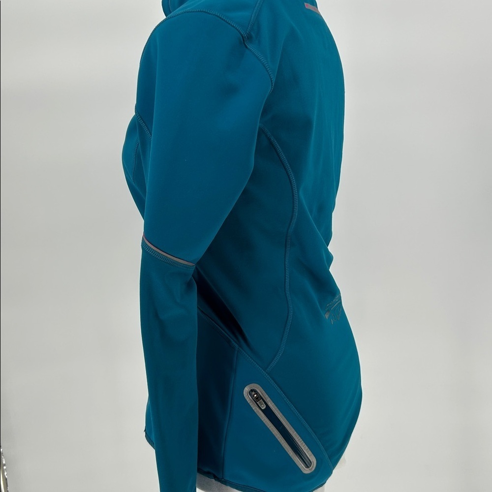 New Balance Womens Teal Half Zip Running Jacket Reflective Thumbholes XS - Picture 8 of 12